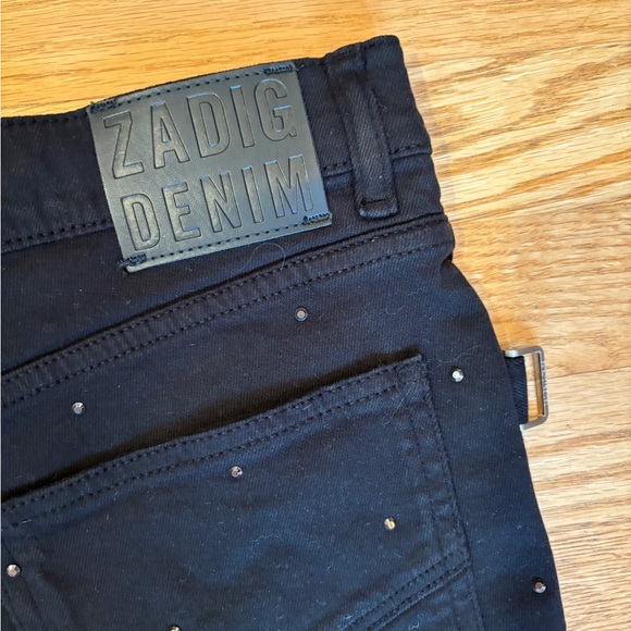 Zadig & Voltaire NWOT Storm Strass Crystal  Embellished Denim Shorts Sz 4 - Picture 5 of 7